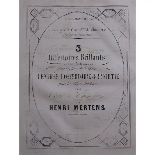 MERTENS Henri Six Pièces pour Orgue ou Harmonium ca1860