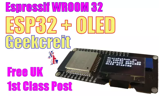 ESP32 with OLED Display Module.  Arduino ESP32 WiFi bluetooth BLE Geekcreit