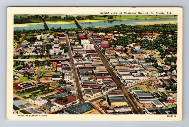 Fort Smith AR-Arkansas, Aerial Of Business District, Antique, Vintage Postcard