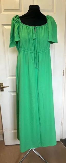 Abito da sole estivo da donna verde lussureggiante zingaro midi nuovo con etichette taglia 16 XL