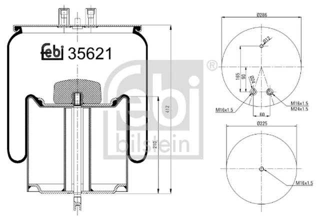 Federbalg Luftfederung FEBI BILSTEIN 35621 für PREMIUM MAGNUM RENAULT hinten