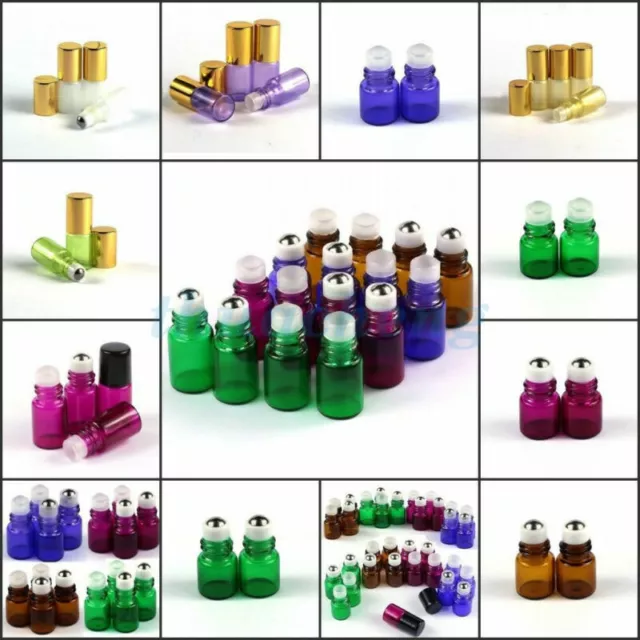 1~10 pices 1/2/3/5ml Glass Roller Bottles Metal or Glass  Ball Essential Oils