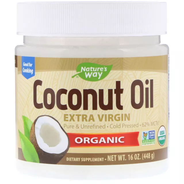 Organic Extra Virgin Coconut Oil 62% MCT'S 454g | RAW UNREFINED COLD PRESSED