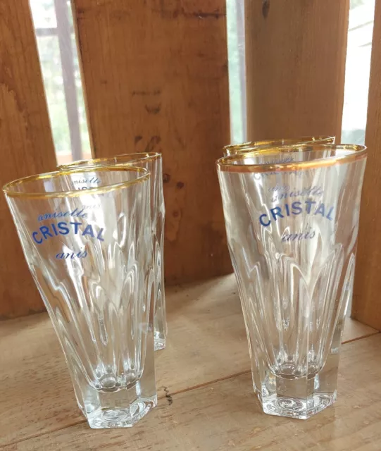 4 verres Anisette Cristal Anis publicitaire collection bar