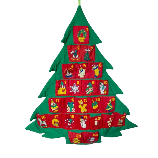 VTG 1995 AVON Fabric Tree Countdown To Christmas Advent Calendar NO