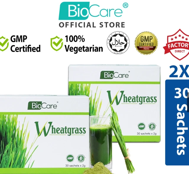 Biocare Wheatgrass (2 x 30's x 2g) Envío rápido DHL Express