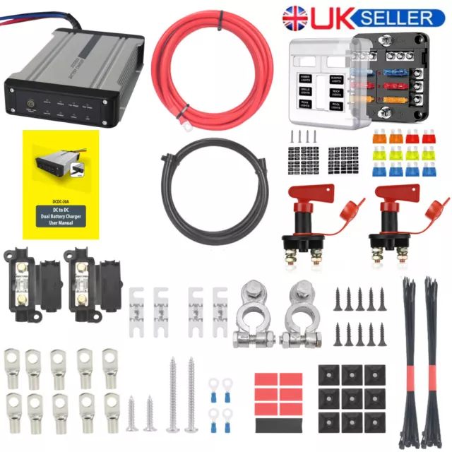 DC to DC Dual Battery Split Charge Relay Kit 12V Voltage Sensitive Camper Van UK 2