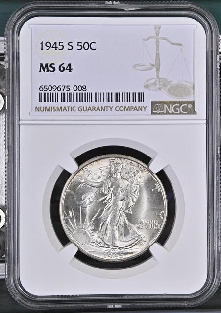 1945-S Walking Half Dollar - NGC MS-64