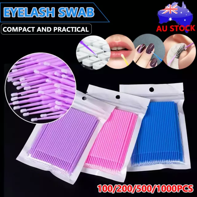 Disposable Eyelash Swab Applicator Micro Brush Mascara Tools Extension 100-1000X