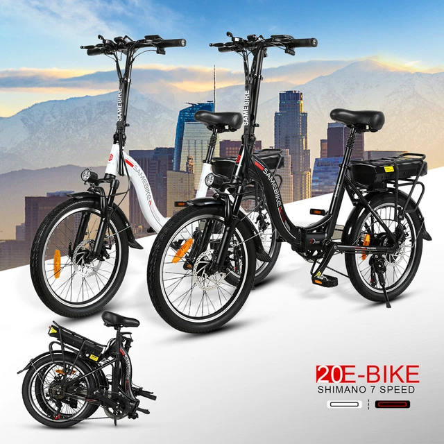 350W SAMEBIKE 36V 12AH 20in Adult E-Bike Folding Electric Bike Motor 7 Speed