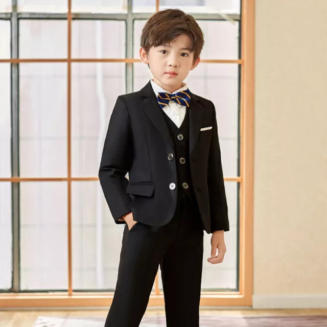 Boys Suits 5 Piece Wedding Page Boy Party Prom Suit Blue Black Baby-2-14 Age