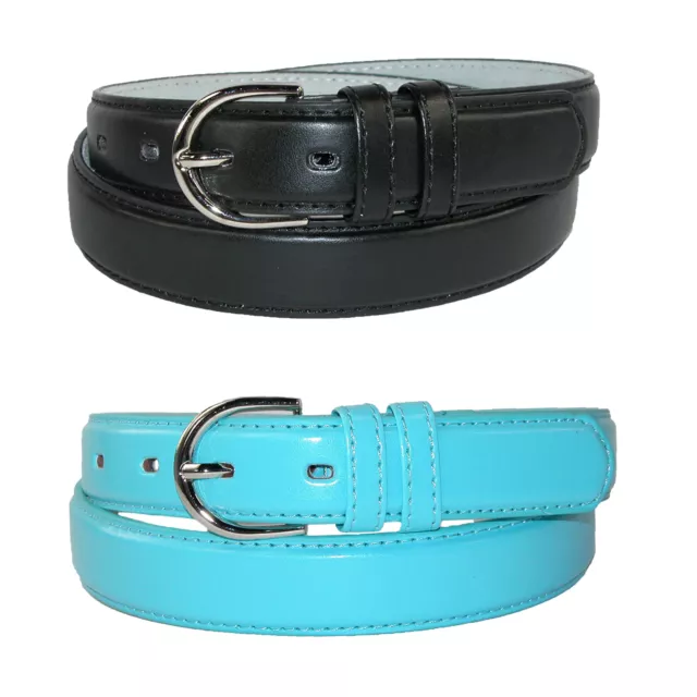 New CTM Women's Leather 1 1/8 Inch Dress Belt (Pack of 2 Colors)