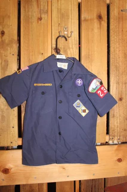 Boy Scouts of America Uniform Youth Shirt  Small Blue Cub SEWN on patches