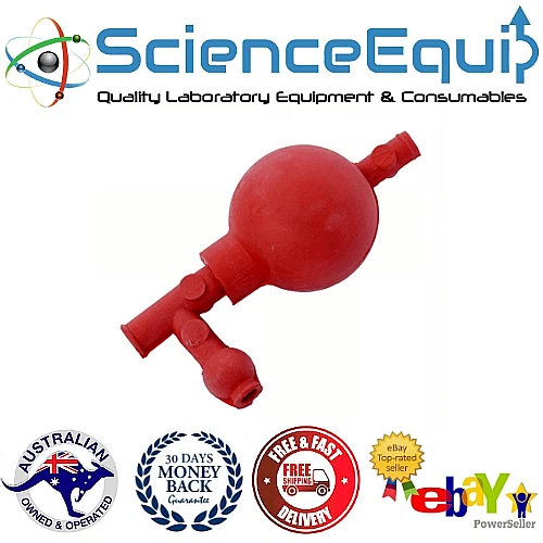 PIPETTE FILLER BULB Rubber Filler Bulb 3 Valve Standard Size, Red 1pc