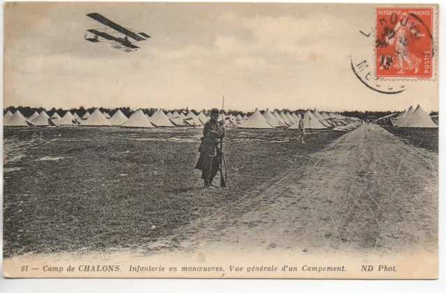 CHALONS SUR MARNE - Marne - CPA 51 - Vie MILITAIRE - le camp - infanterie avion
