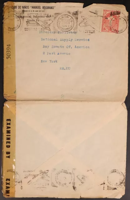Mayfairstamps Argentina 1944 to New York Censored WWII Cover aag_44871