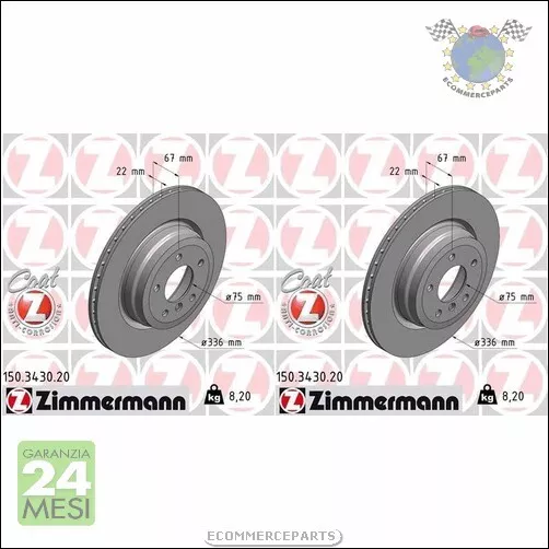 Kit 2x dischi freno Zimmermann COAT Z Posteriore per BMW X1 E84 xDrive 3 E93 335