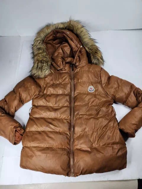 Moncler Down Puffer Brown Coat Size Medium Fur Hood