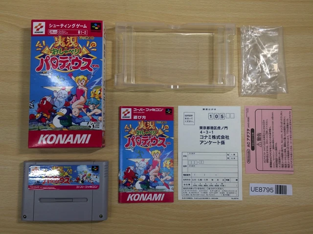 UE8795 JIKKYOU OSHABERI Parodius Forever With Me BOXED SNES