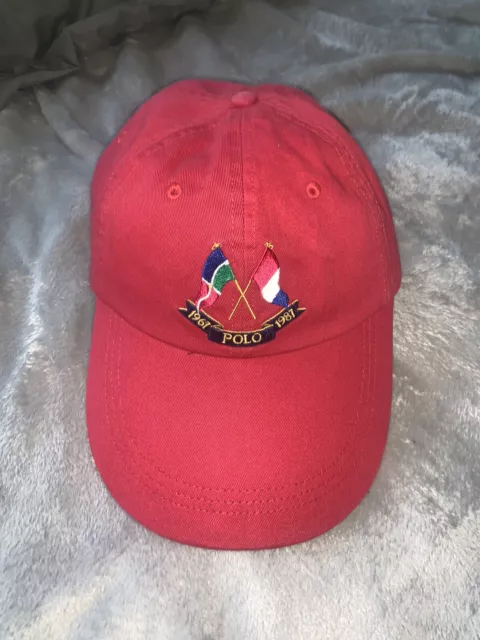 Vintage Polo Ralph Lauren Snowbeach Ski Stadium Rare Cross Flag Long Bill Hat