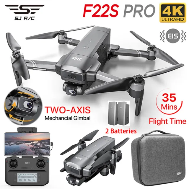 SJRC F22S PRO GPS FPV Drone Obstacle Avoidance 4K Camera Smart Follow+2 Battery