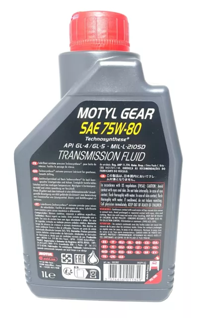 Motul Motyl Gear 75W80 GL4 GL5 Olio Cambio Trasmissione Differenziale 3 Litri 2