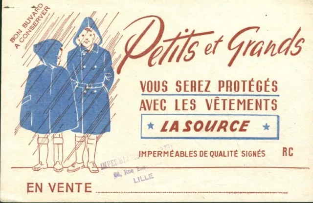 Buvard vintage vêtements de pluie petits et grands la Source Lille