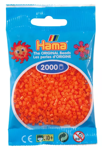 Hama 2000 Mini Bügelperlen 501-04 Orange Ø 2,5 mm Perlen Steckperlen Beads