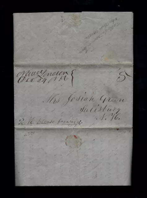 1847 New London, CT stampless letter - VISITING DOCTOR CURING CANCER in TOWN !!