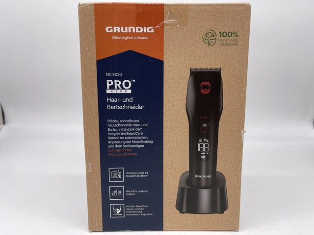 GRUNDIG MC 9030 ProClub Haar- und Bartschneider, Mattschwarz / Rot