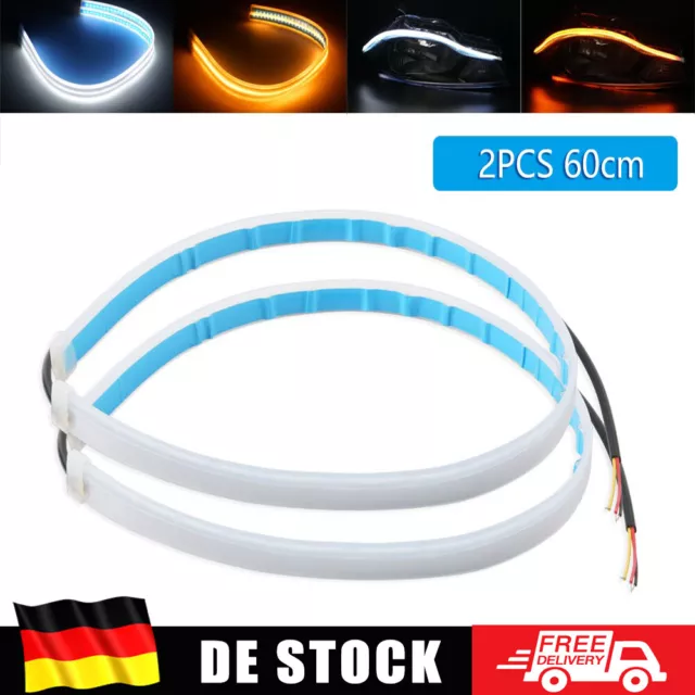 2x Dynamische LED Blinker Streifen Auto Tagfahrlicht Beleuchtung Lichtleiste 24"