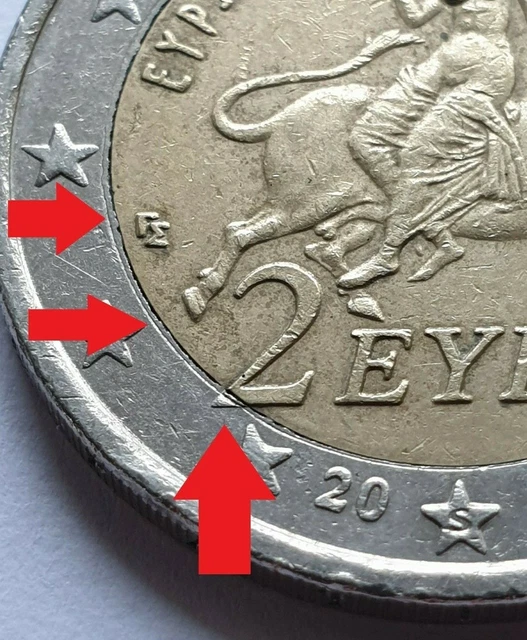 2 EURO MÜNZE Fehlprägung Griechenland 2002 "S" Dezentrierung Rarität £