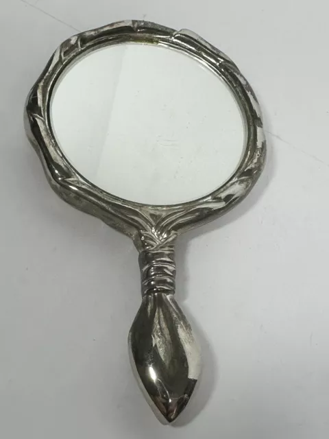 Vintage Heavy Sterling Silver Art Deco Hand Mirror