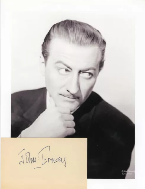 John Emery- Signed Index Card with a B&W Photograph