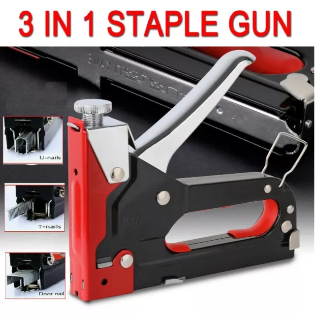 Heavy Duty Staple Gun Stapler Set Upholster Staples DIY Fastener Tacker Tool Kit