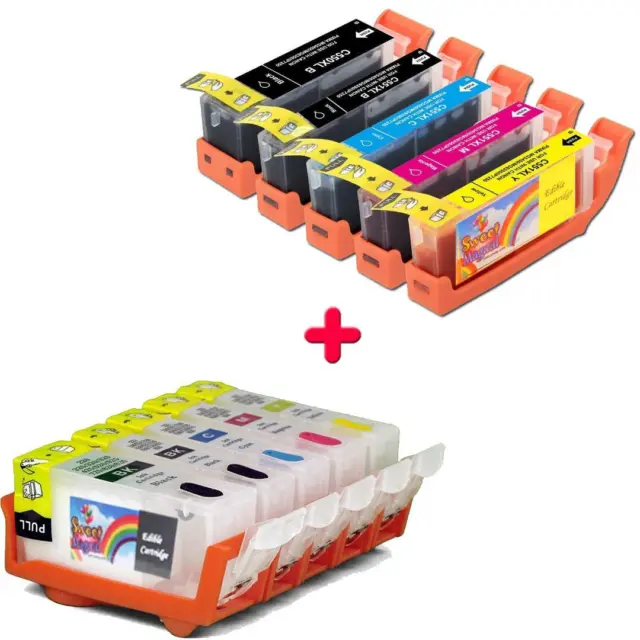 Edible Ink Cartridge + Cleaning FDA Canon Printer CLI-271 & PGI-270 5 Color Set