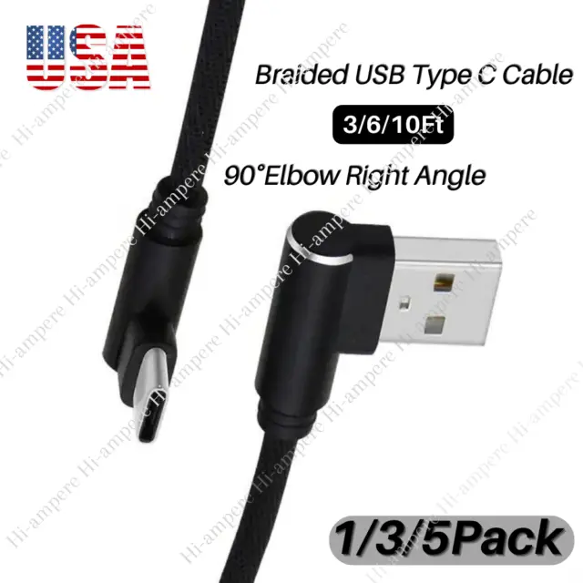 90 Degree Right Angle USB-C to A Cable Charger Type C Cord For Samsung iPhone 15