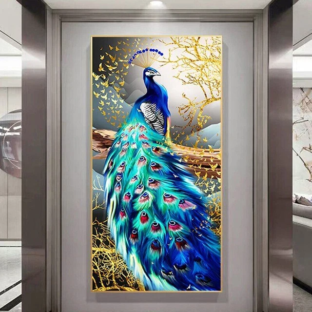 Blue Peacock Canvas Painting Animals Canvas Wall Art Canvas Posters & Prints Art