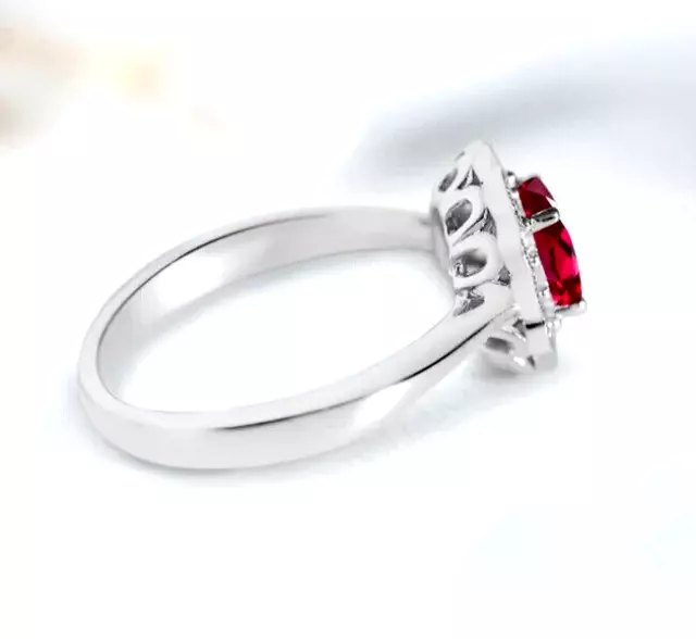 Anello di fidanzamento in argento 925 con rubino rosso sangue da 3 ct.... 2