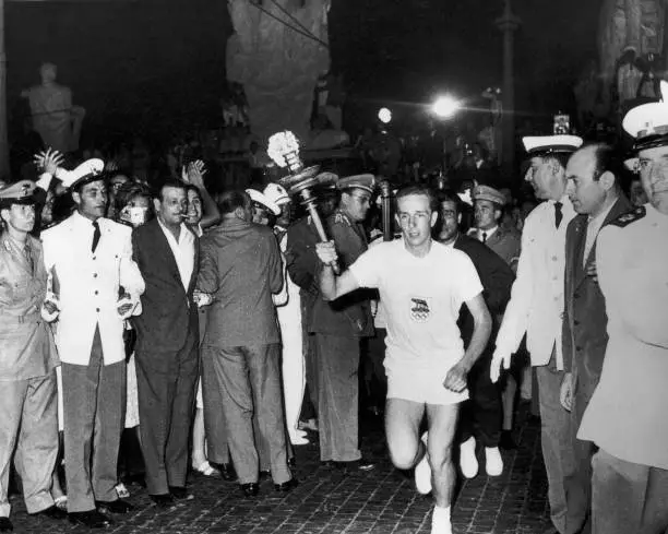 The Olympic Flame Arrives In Rome 1960 Old Photo