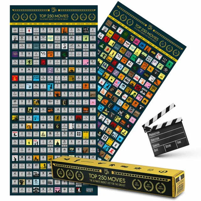 Top 250 Movie Bucket List Scratch Map Poster XXL zum Rubbeln Rubbel Filmposter