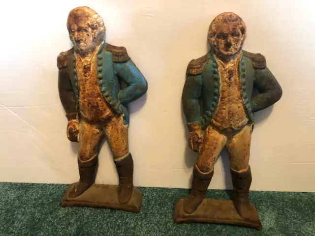 Vintage  George Washington Cast Iron Andirons