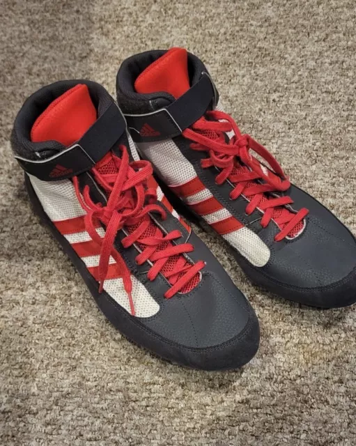 Adidas Havoc Boxing Shoes / Wrestling Boot Uk Size 11.5 - Grey/Red/White