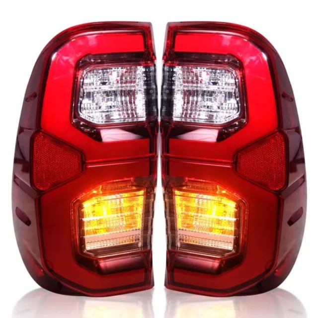 Led Drl Pair Red Rear Tail Light Lamp For Toyota Hilux Revo M70 M80 2015-2024