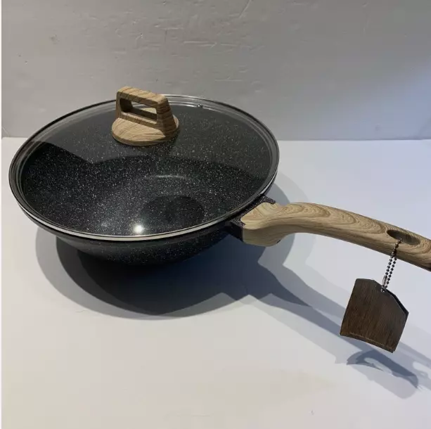 NATURAL ELEMENTS WOODSTONE 14 Wok With Glass Lid Nwt! $129.99 - PicClick