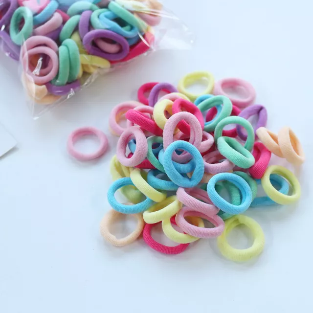 100 pz fasce elastiche in gomma per capelli per bambine bambini corda per capelli colorata Sn