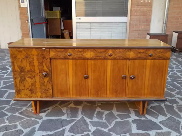 Grande credenza anrichte enfilade sideboard art deco italia anni  '30 in noce