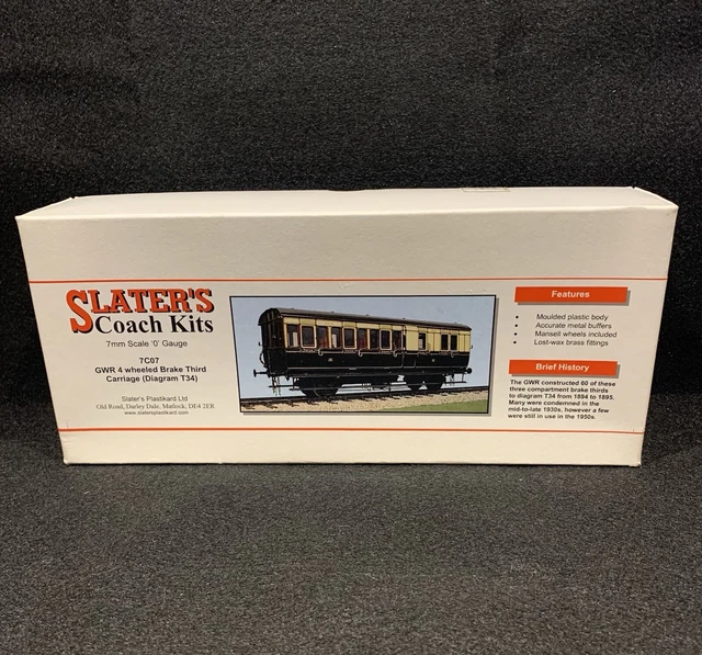 SLATER’S O GAUGE Coach Kit 7C07 GWR 4 Wheeled Brake Third Carriage £69. ...