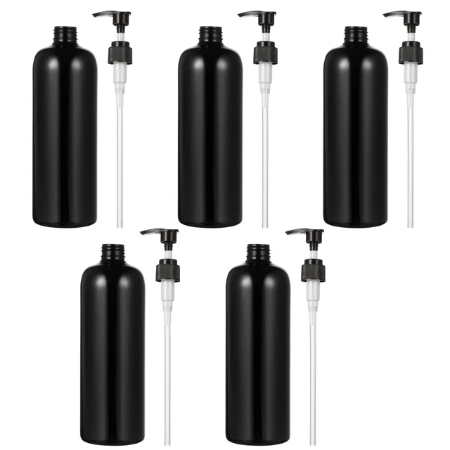 Minkissy 5pcs Refillable Containers 500ml Soap Bottles Black Pump Bottles Great