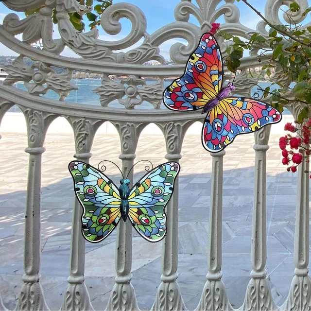 2x Mignon Papillon Ornements Figurine Ornement Métal Intérieur Jardin Jardin